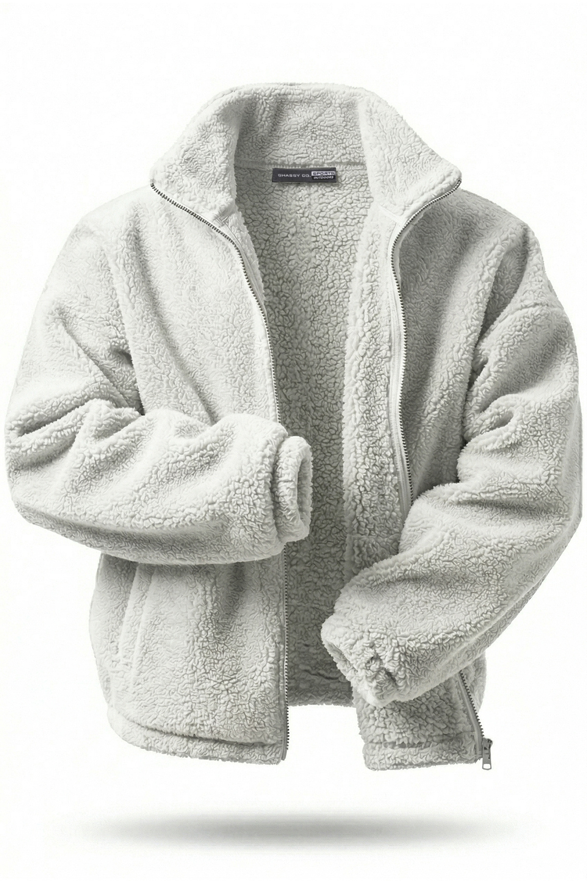 Ghassy Co  Erkek Isı Termal İç Dış Sherpa Sonbahar Kış Tam Fermuarlı Peluş Polar Sweatshirt - Görsel 2