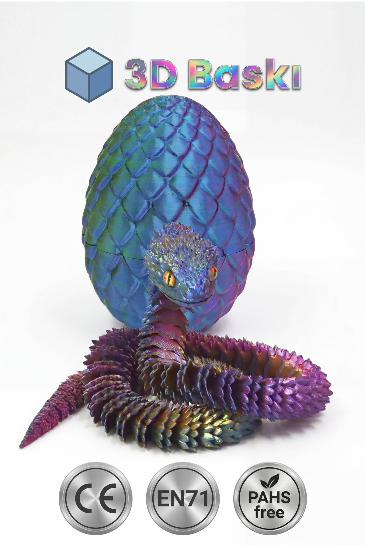 3D Printing Toy Snake Egg Set, Inside Snake, 3D Fidget Toy for Kids and Adults