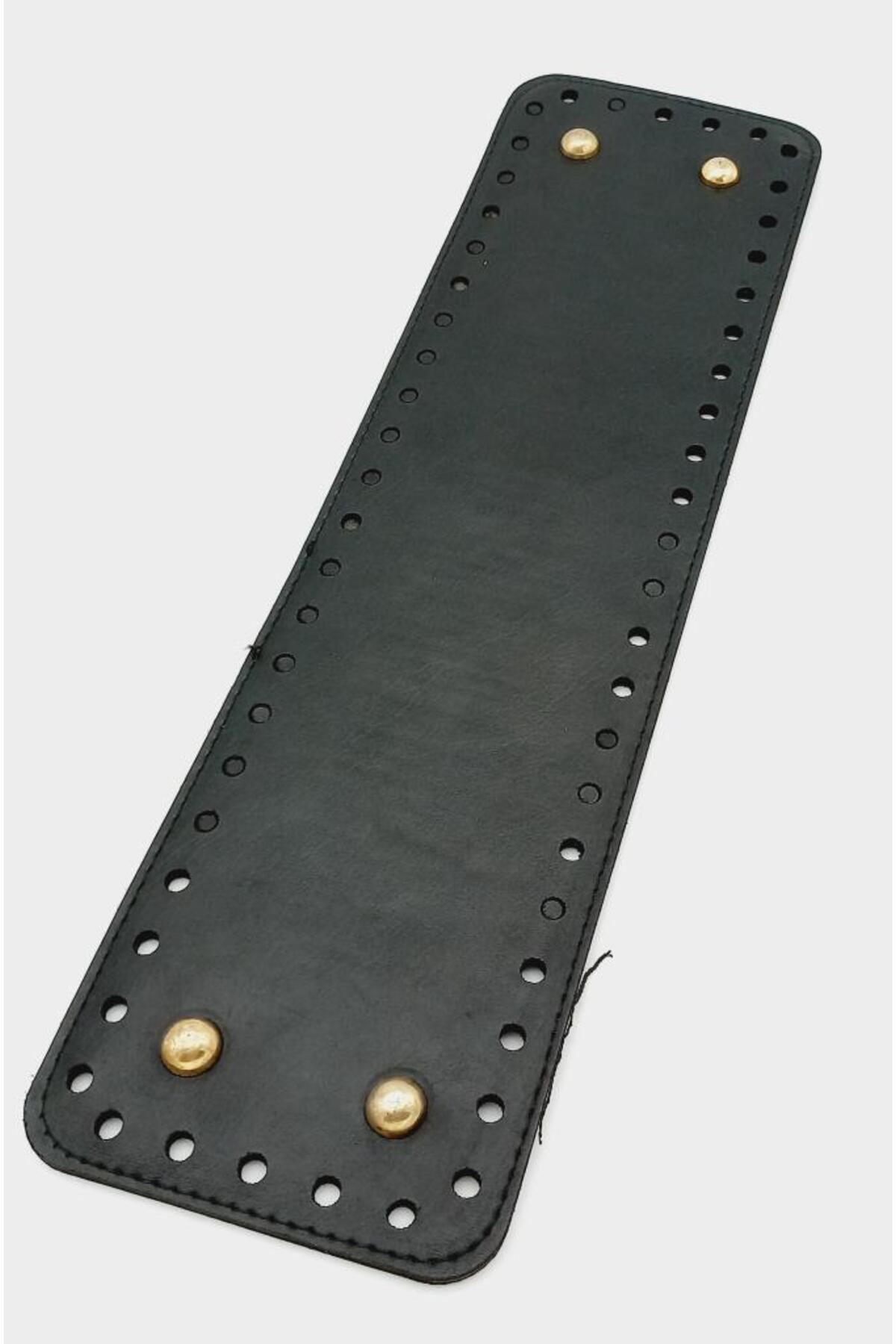 Faux Leather Black Color 35X10 cm Rectangular Bag Base (Light Gold Apparatus)
