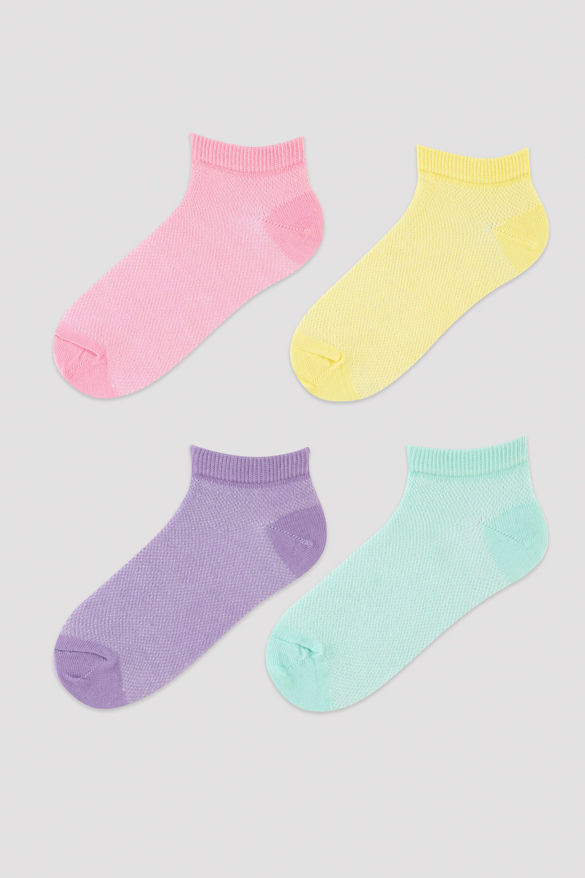 Girls Basic Colored 4-Pack Booties Socks