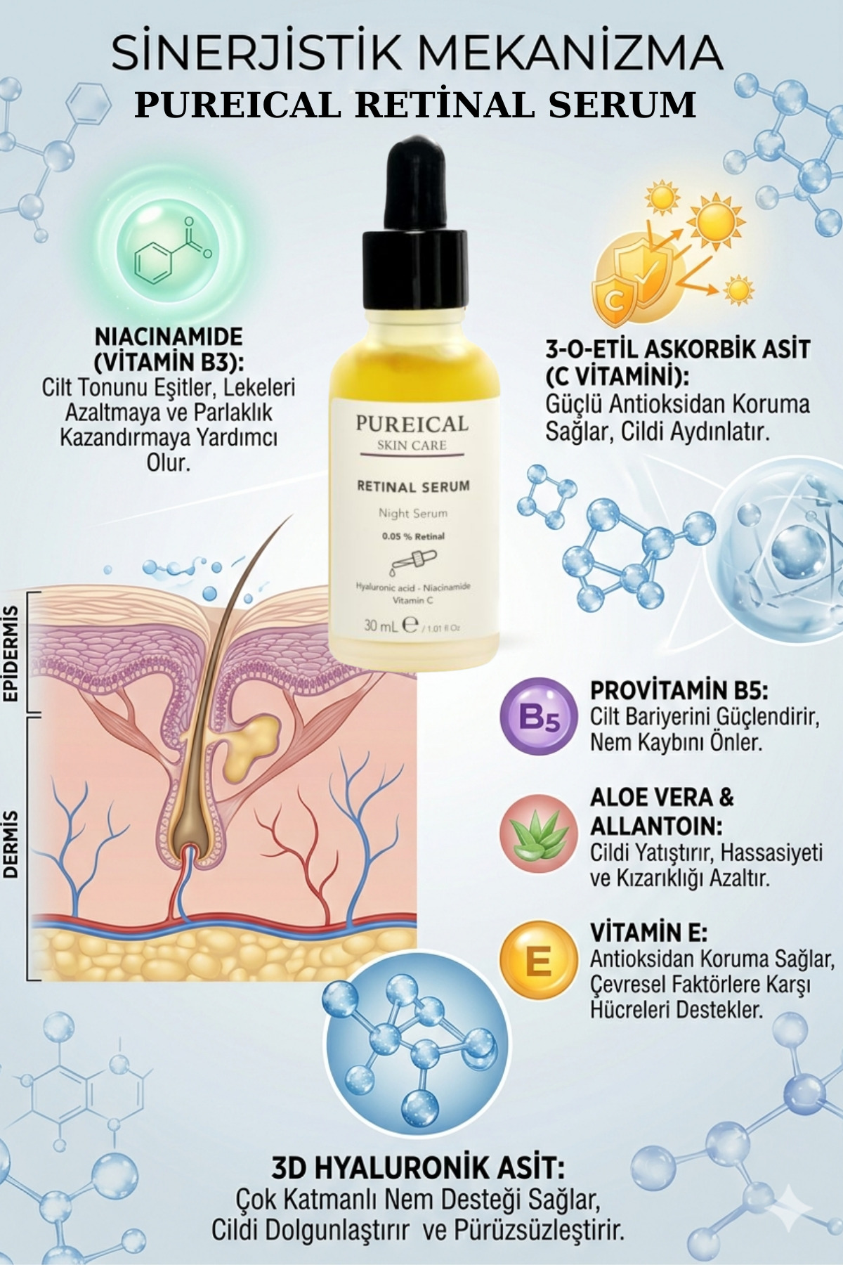 %0,05 Retinal Gece Serumu, Leke Karşıtı & Kırışıklık Karşıtı Anti Aging Serum 30 ml — 1070 — تصویر 4 از 7
