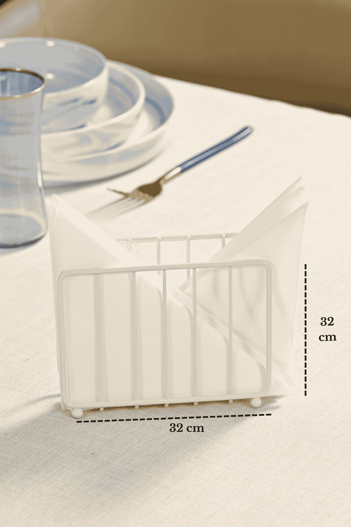 Bej Kafes Peçetelik Peçete Standı Kafe Restoran Otel Dekoratif Paslanmaz Metal