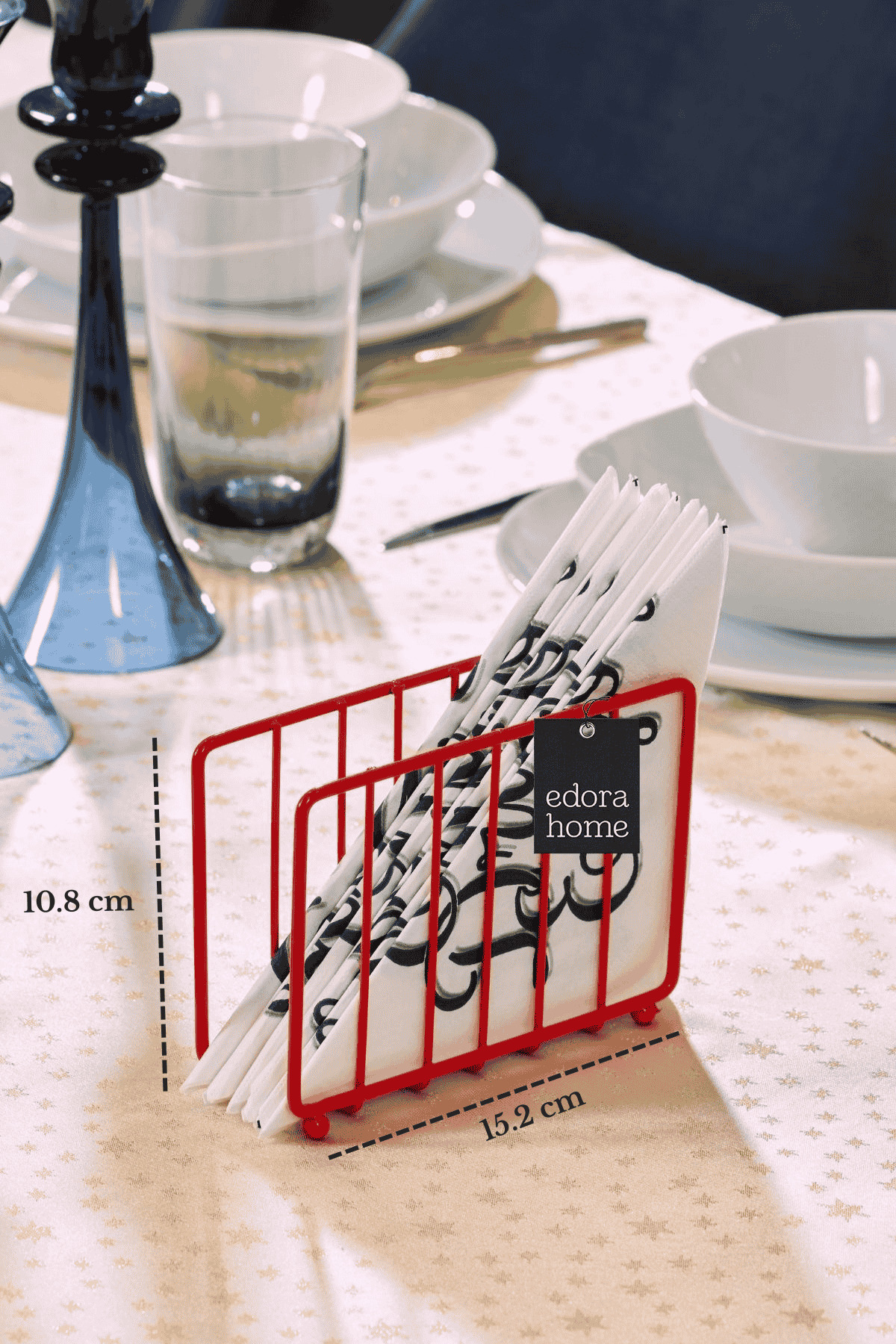 Kırmızı Kafes Peçetelik Peçete Standı Kafe Restoran Otel Dekoratif Paslanmaz Metal