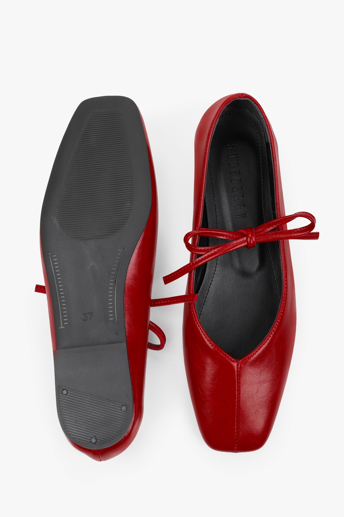 Shoeberry Kadın Noriel Kırmızı Cilt Bağlamalı Babet görsel 5