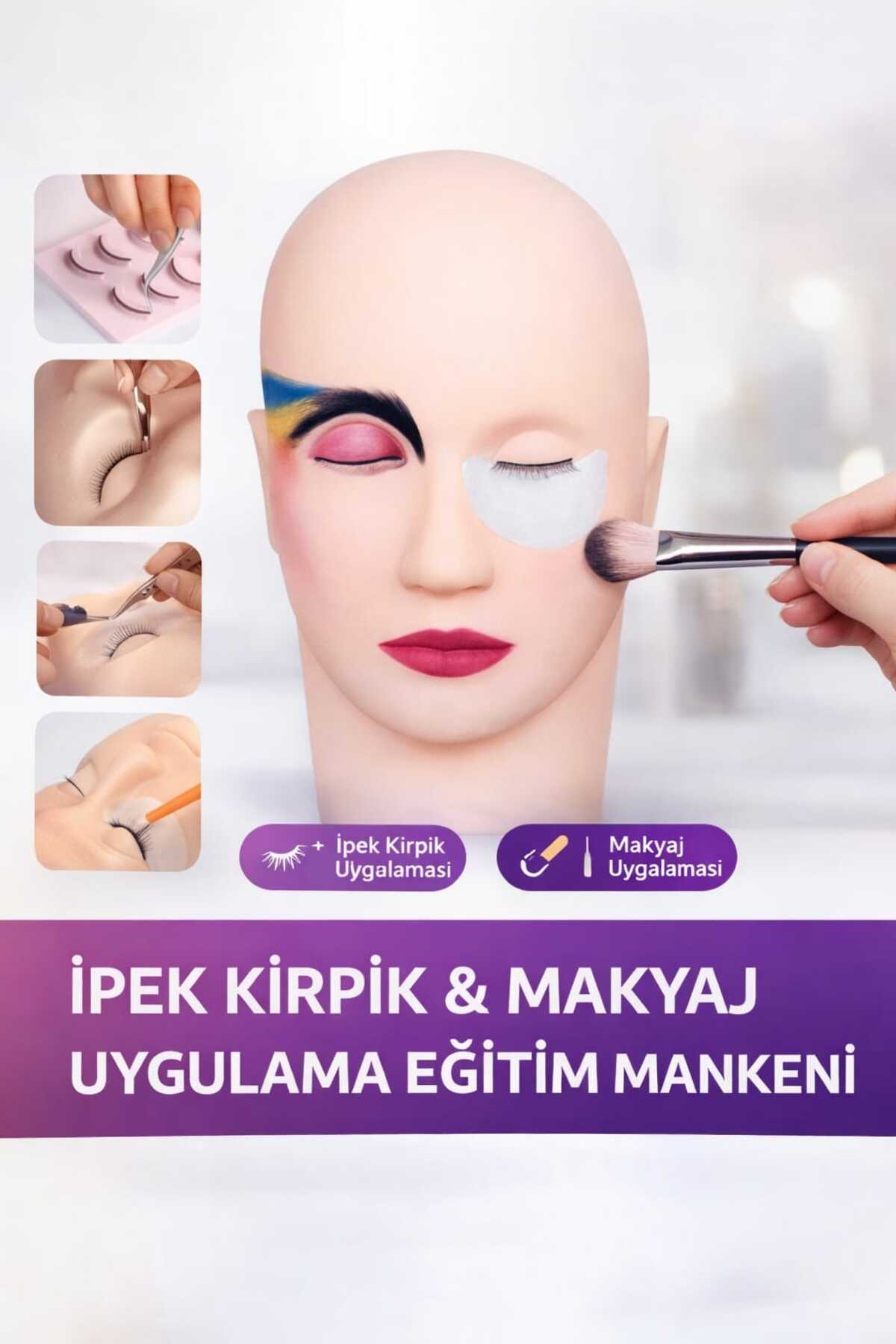 PİRAYE AKSESUAR Manken Başlık Yapay Silikon Kafa Orta Sert Makyaj Uygulama Kirpik Dövme - Fiyatı, Yorumları