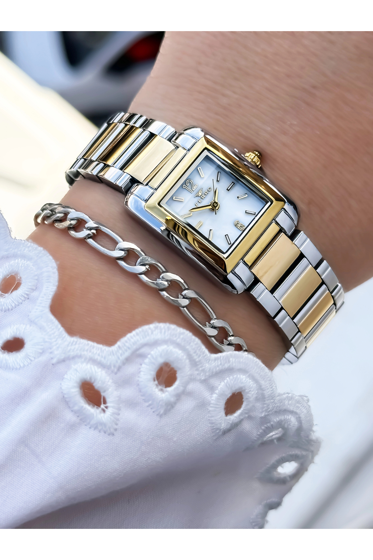 Yellow & Silver Steel Band Women Wrist Watch FL88308A-D Waterproof 2 Year Warranty Gift Packed
