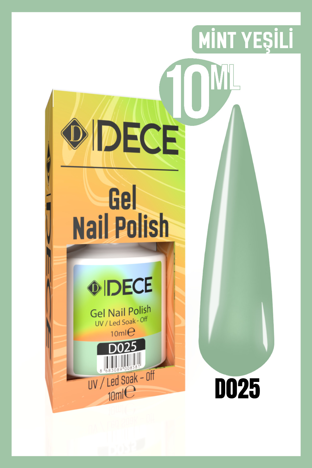 Dece Kalıcı Oje Uv Led D025 (YEŞİL SERİSİ) 10ml — سبز 8683089008345004
