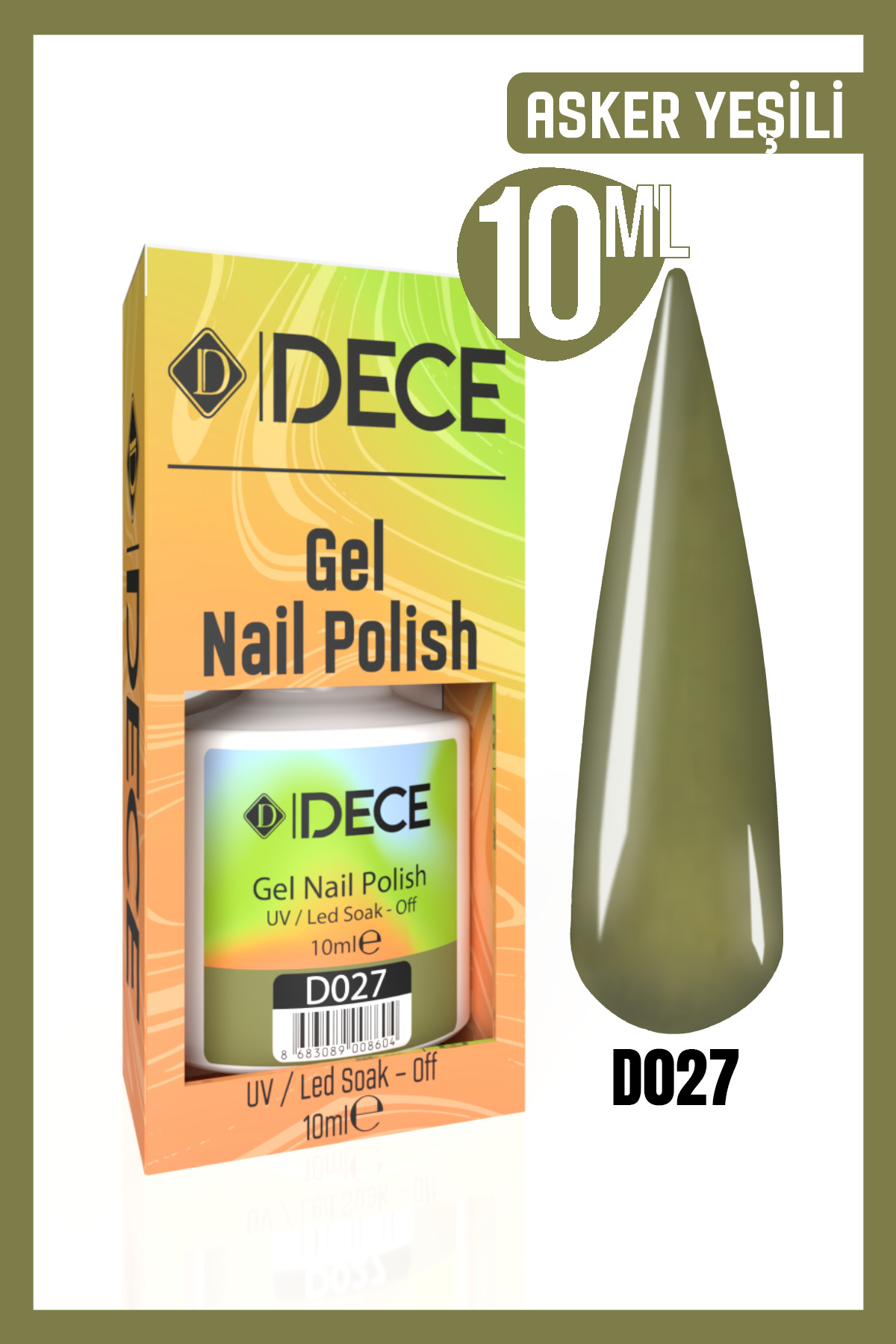 Kalıcı Oje UV LED D027 (YEŞİL SERİSİ) 10ml — خاکی 8683089008345004