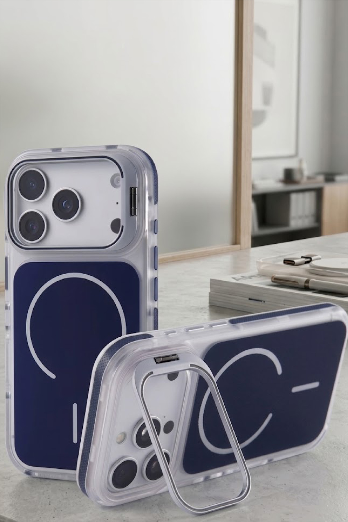 Iphone 17 Pro Compatible Metal Camera Stand MagSafe Featured Matte Lims Color Metal Key Premium Cover