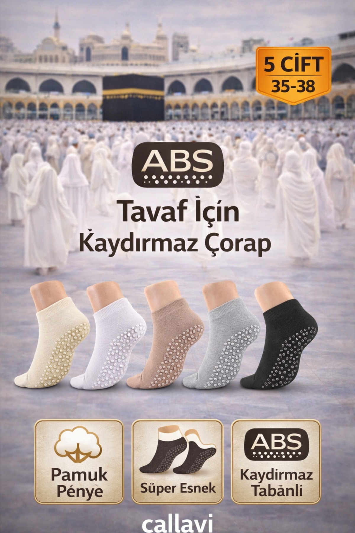 Tawaf Socks Non-Slip Soles Silicone Abs printed (yoga-fitness-plates)