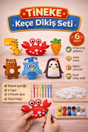 TİNEKE 6 Adet 3 Yaş Çocuklar Için Eğitici Oyuncak Kendin Yap Montessori Keçe ...