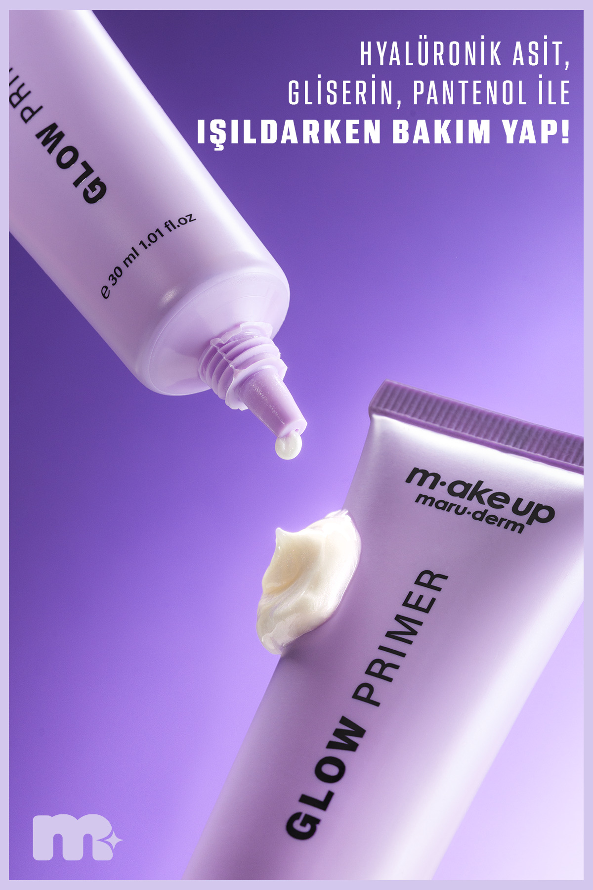 make up maruderm Ekstra Aydınlatıcı ve Nemlendirici Etkili Makyaj Bazı – Glow Primer 30 ML — سفید PrimerGlow — تصویر 3 از 4