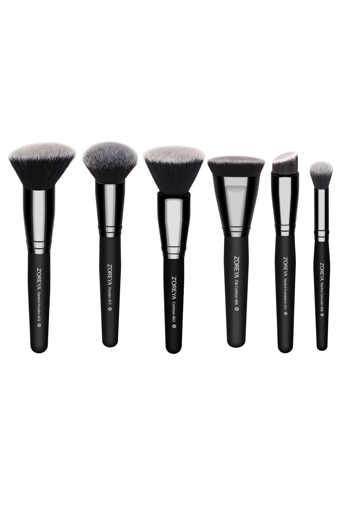 Z'oreya Kabuki Professional 6 Parça Makyaj Fırça Seti Siyah