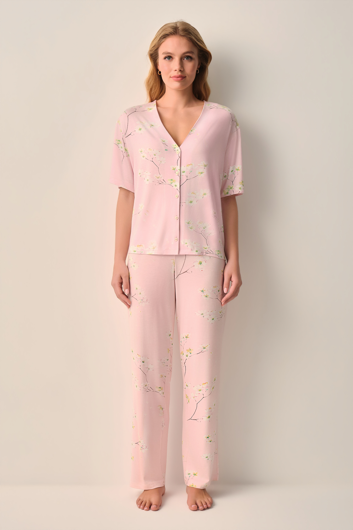 Suwen Laurel Shirt Collar Pajama Set