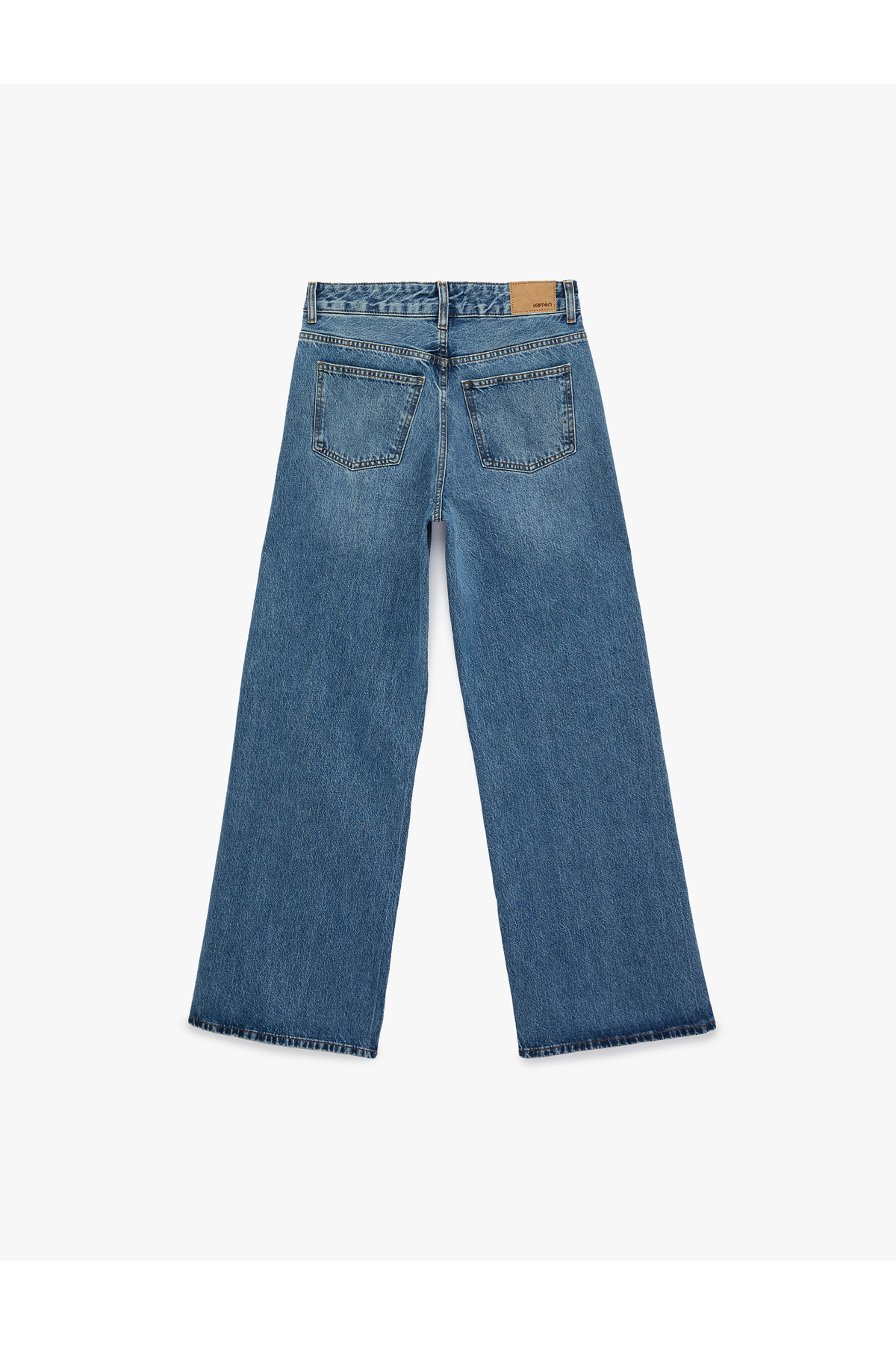 Koton Pamuklu Yüksek Bel Yıpratılmış Geniş Paça Denim Pantolon - Wide Leg Jeans görsel 5