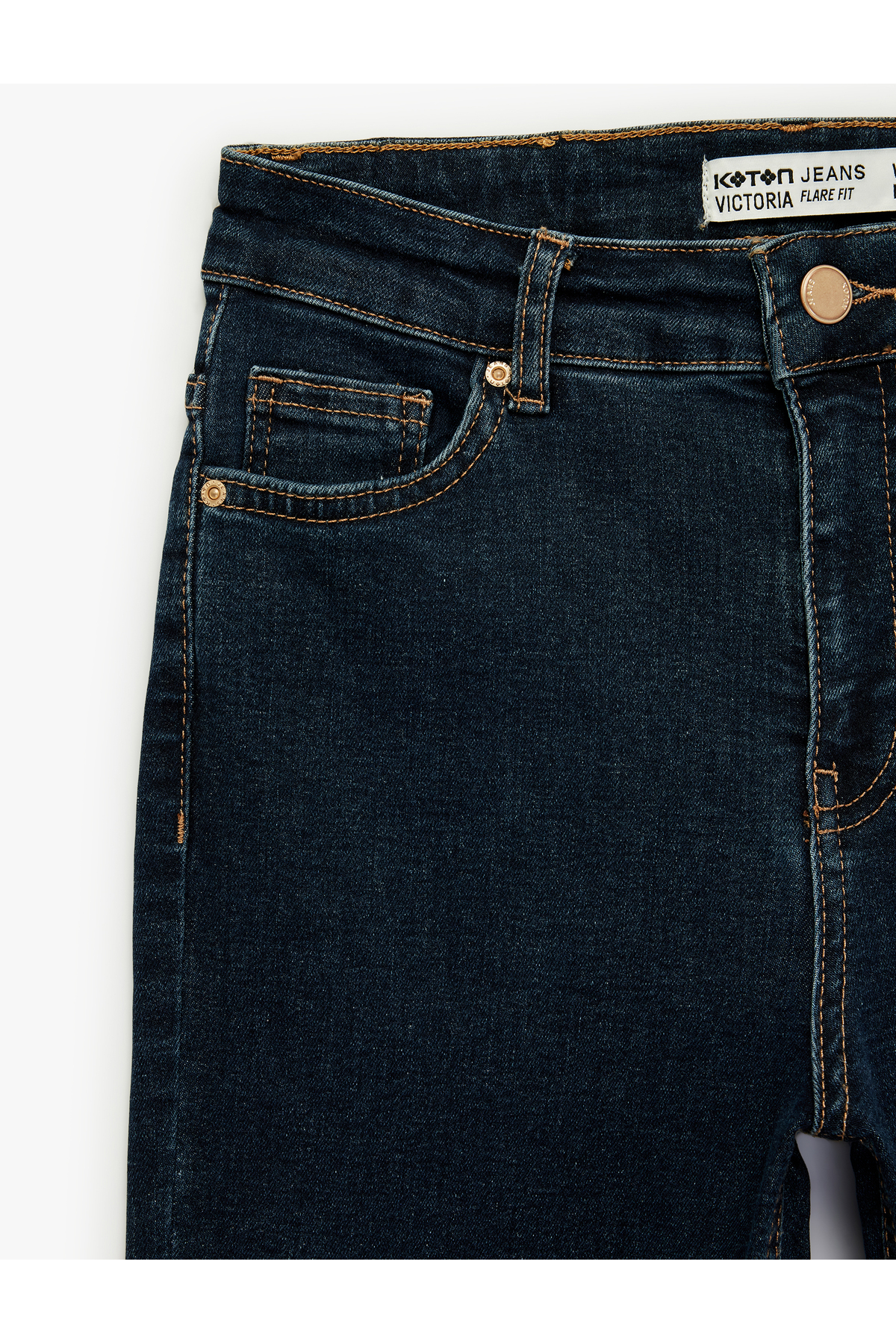 Koton  Dar Kalıp Yüksek Bel Düğmeli Cepli İspanyol Paça Denim Pantolon - Flare Jean - Görsel 7