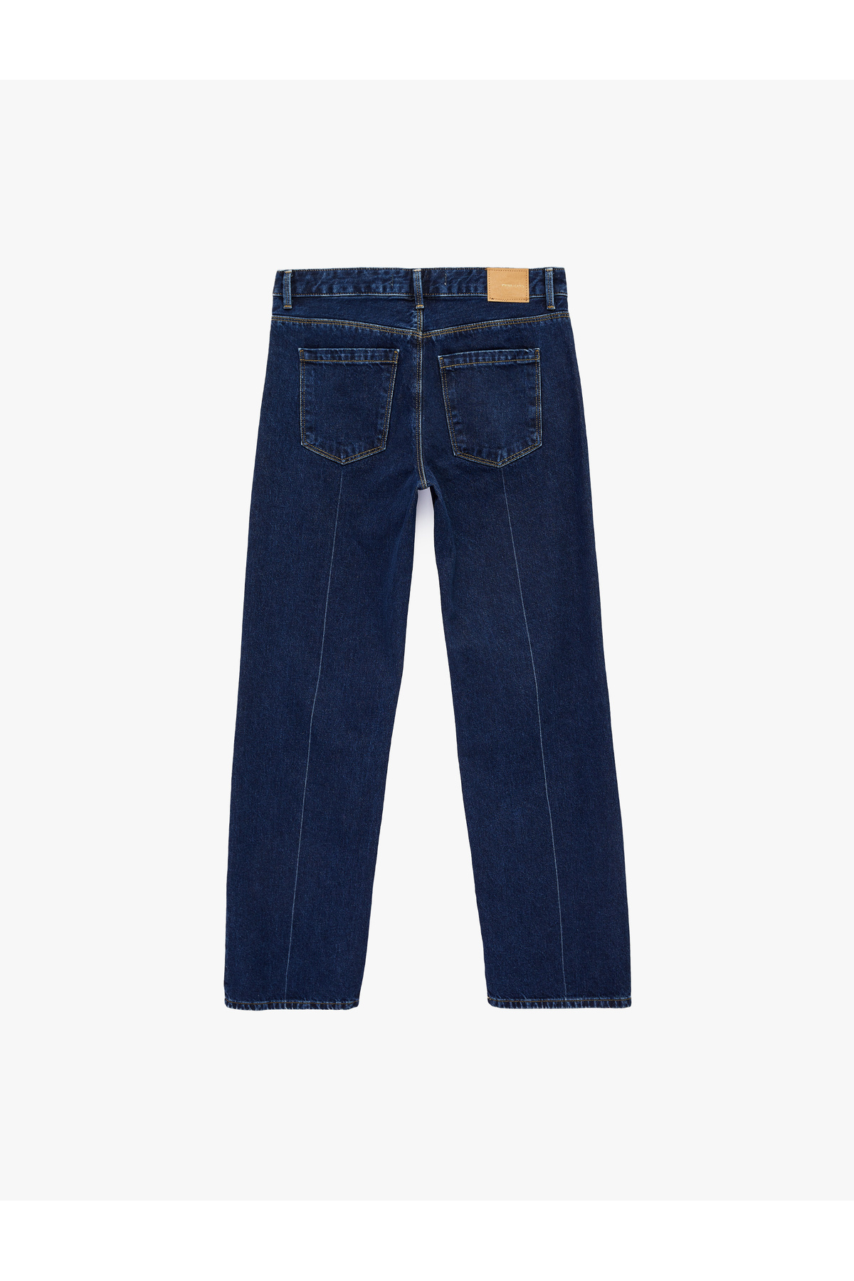 Koton Yüksek Bel Düz Paça Nervürlü Denim Pantolon - Straight Fit Jean görsel 2