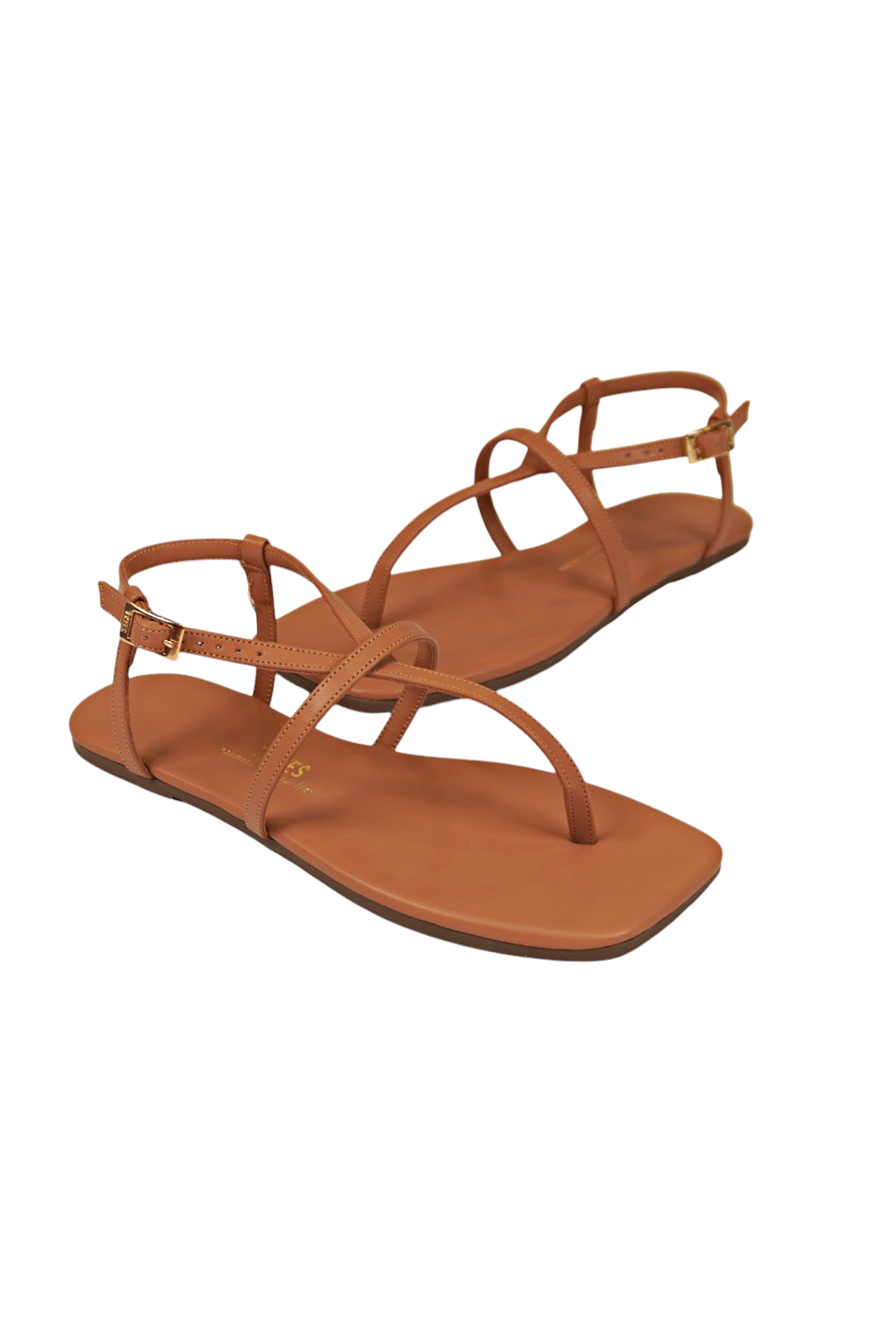 Tkees Kadın Kare Burun Camel Şık Günlük Çapraz Parmak Arası Sandalet görsel 3