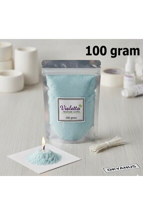 violleta .Mavisi İnci Toz Mum 100g - Okyanus Esanslı (Özel Fitil Hediyeli)