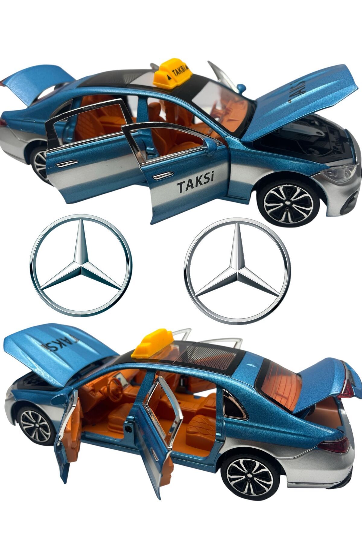 afreyz oyuncak Toy Mercedes Taxi with Sound and Light Metal Car