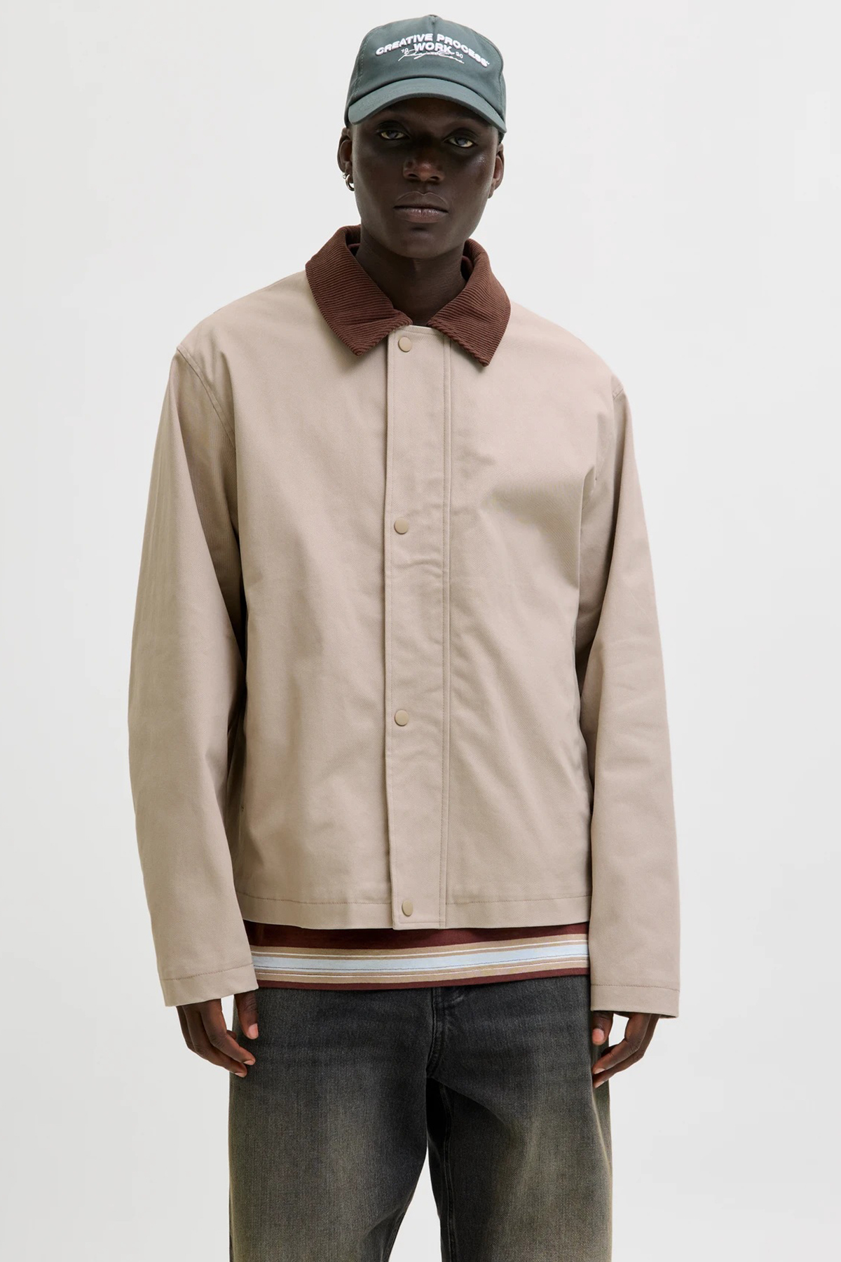 کاپشن مردانه جک اند جونز مدل Essentials Jjegraham Cotton Fit Regular Velvet Collar 12288889 جک اند جونز کاپشن Jack & Jones