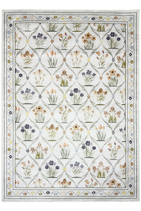 kilim home Flora Garden Pastel Çiçek Desenli Yıkanabilir Pamuk Taban Modern H...