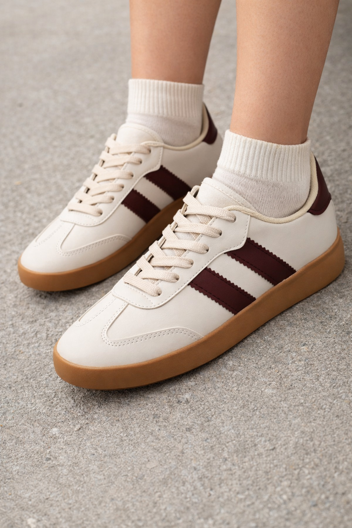 Anatomik Rahat Taban Günlük Sneaker Spor Ayakkabı Bej — بژ TYCA9B53D77AE2A800 — تصویر 3 از 4