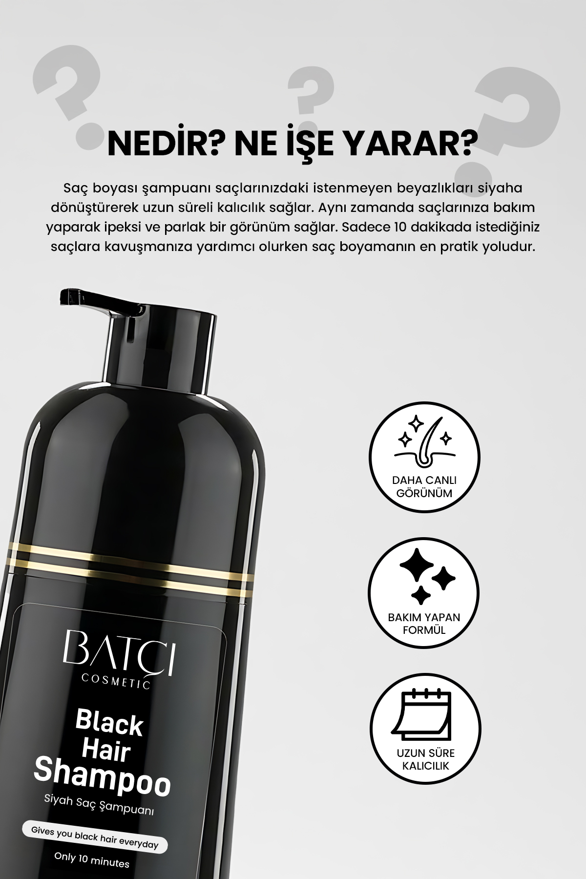 Saç Siyahlaştıran Anında Etkili Beyaz Kapatıcı Şampuan 350 Ml — 8684808759333 — تصویر 4 از 7
