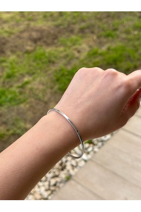 Amora Perla Jewelry 925 Ayar Gümüş Ajda Bileklik Tırtıklı İç Yüzey Rodaj Kapl...