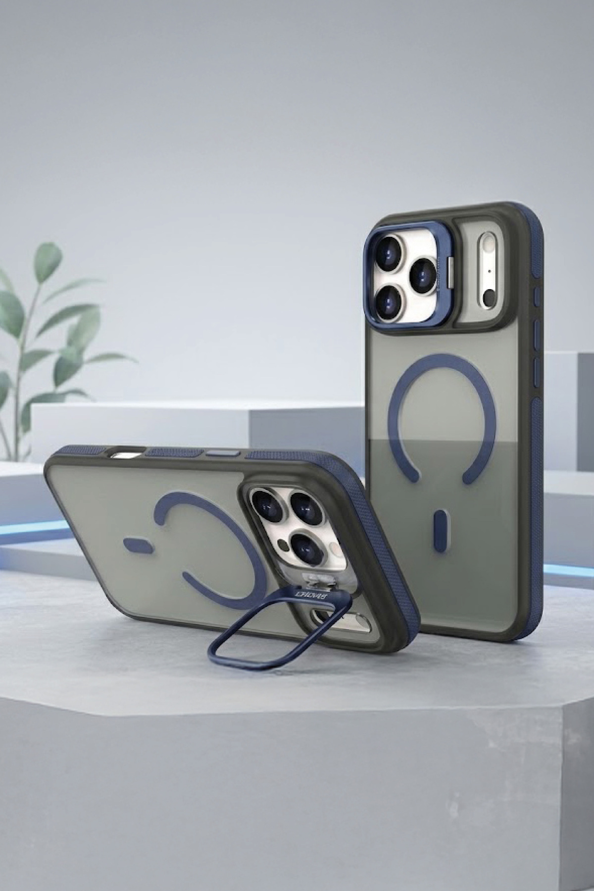 Iphone 17 PRO Metal Camera Stand with MagSafe Feature Matte Dark Color Metal Key Premium Cover