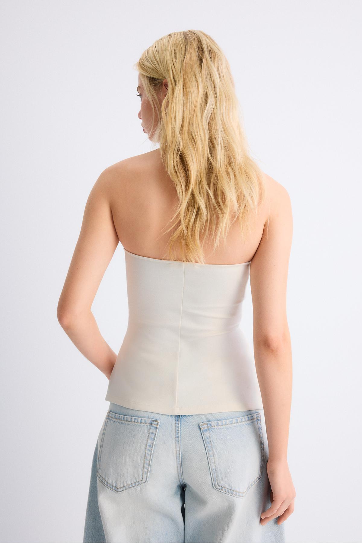Stradivarius Kalp yaka bandeau görsel 5