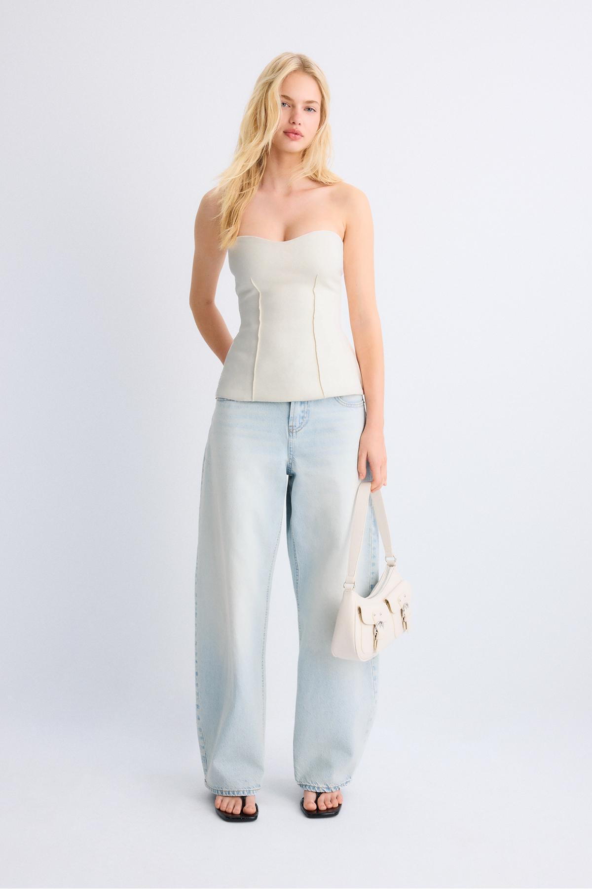 Stradivarius Kalp yaka bandeau görsel 2