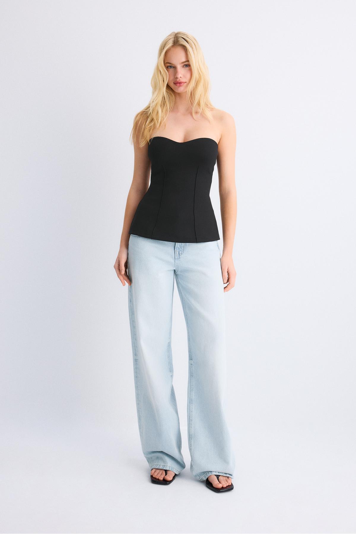 Stradivarius  Kalp yaka bandeau - Görsel 2