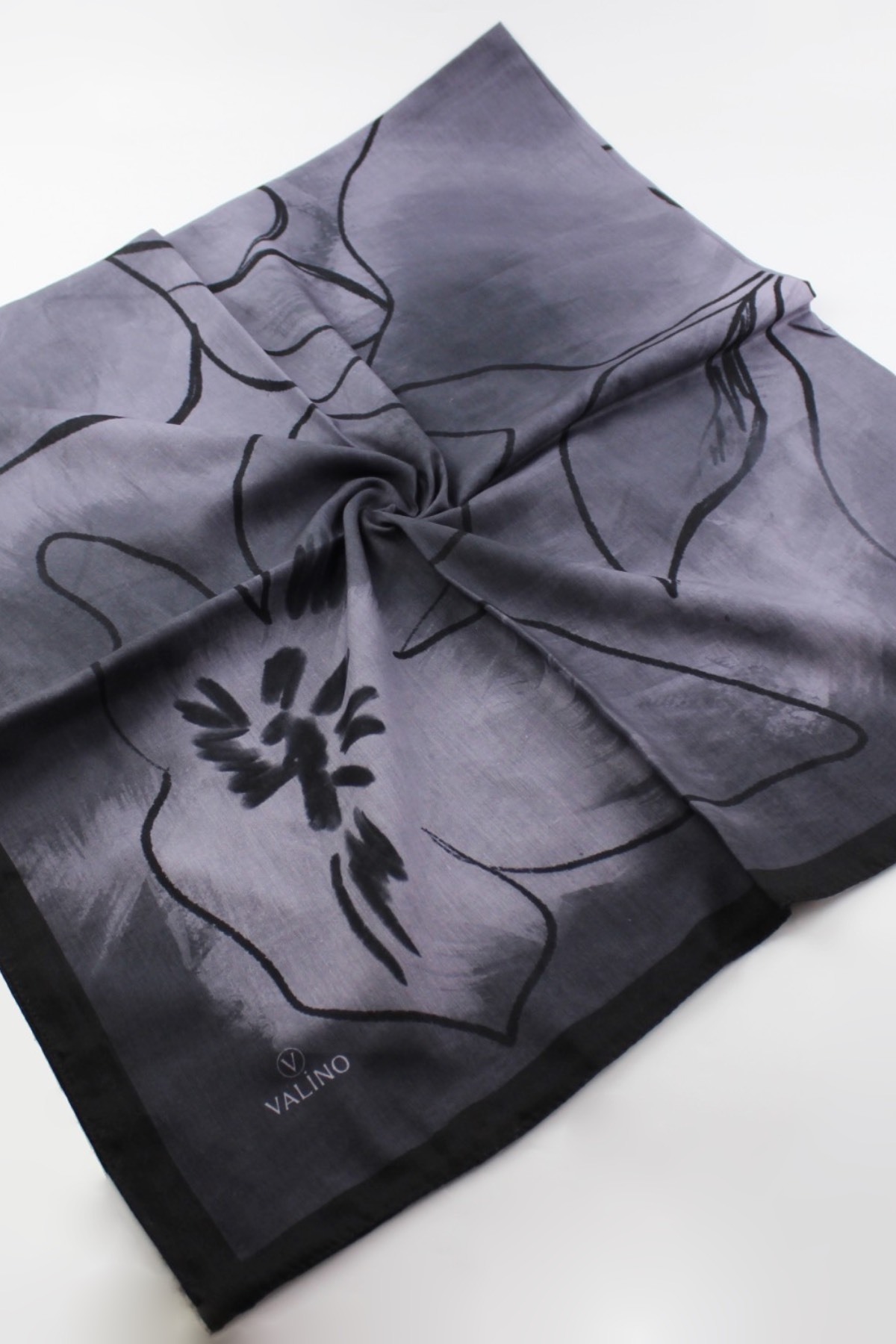 120x120 Watercolor Pattern Oversized Scarf Cotton Scarf Oversized Scarf Black