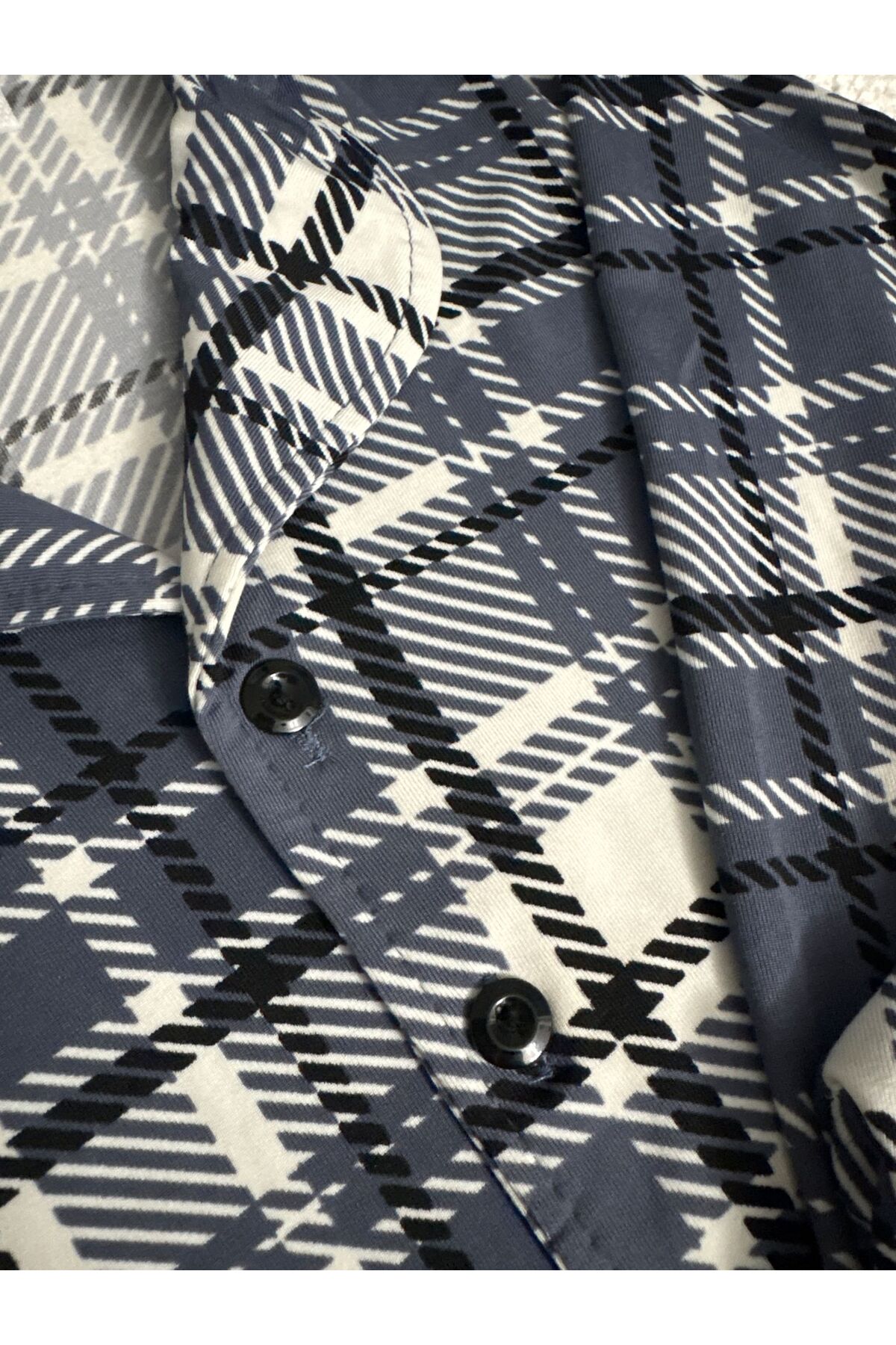 mışıl mışıl kids Erkek Çocuk Yazlık Uyku Bantlı Gri Renkli Ekose Desenli Gömlek Yaka Pijama Takımı fotoğrafı 3 (önizleme)