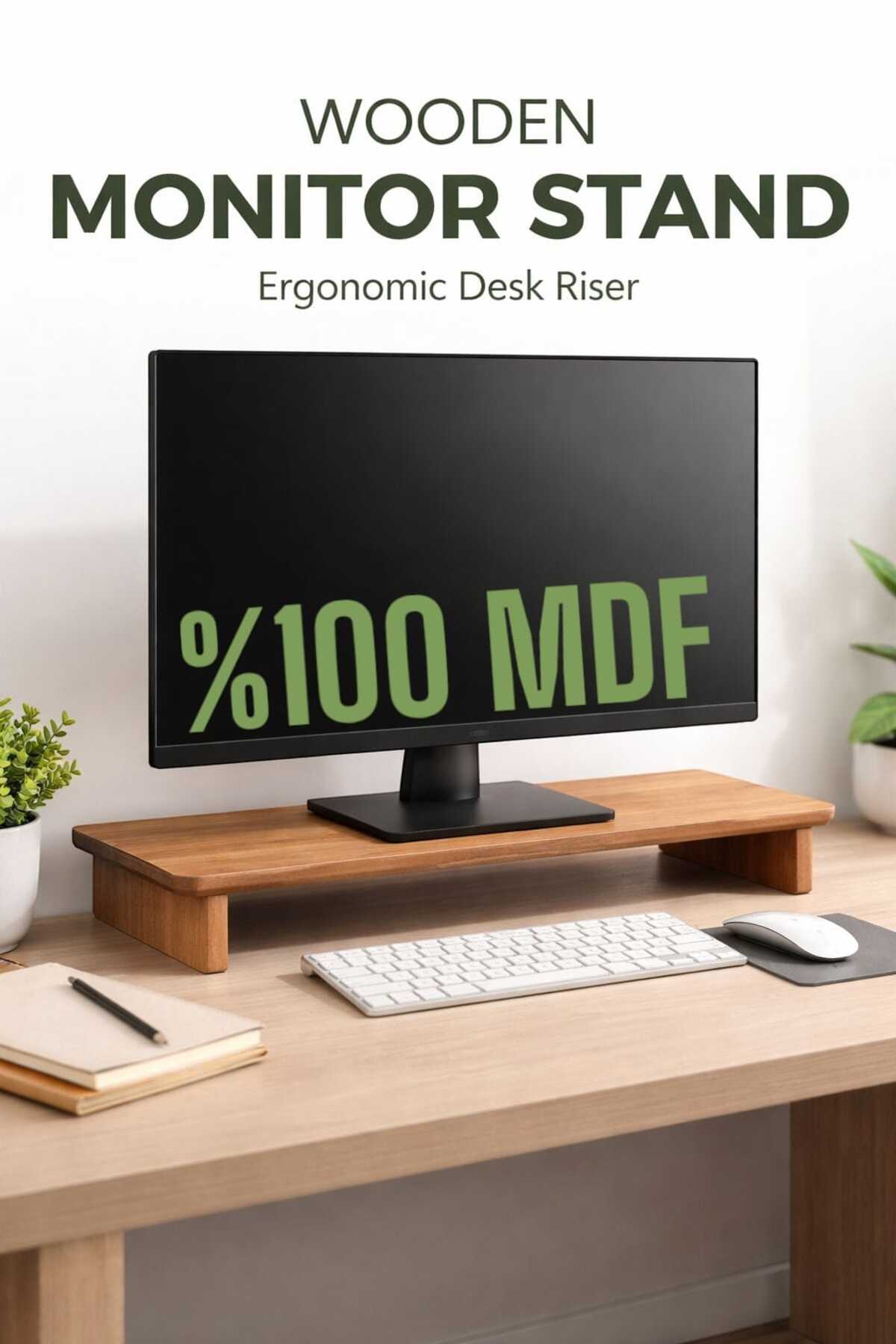 Desktop Pc Monitor Display Stand Riser Table Organizer Coffee Table Wooden Patterned Mdf