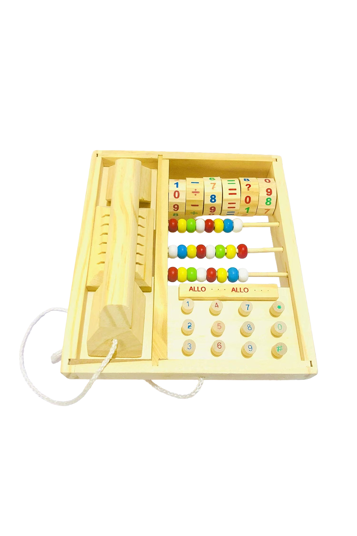 direkstoktan Eğitici Ahşap Çok Fonksiyonlu Telefon Oyuncağı - Abaküs ve Sayı Bloklu Matematik Seti - 36+ Ay fotoğrafı 4 (önizleme)