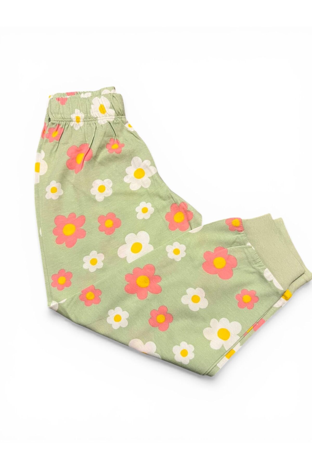 SERRASTIL Kız Çocuk Papatya Desenli %100 Pamuk Süprem Kumaş Kısa Kollu Pijama Takımı fotoğrafı 6 (önizleme)