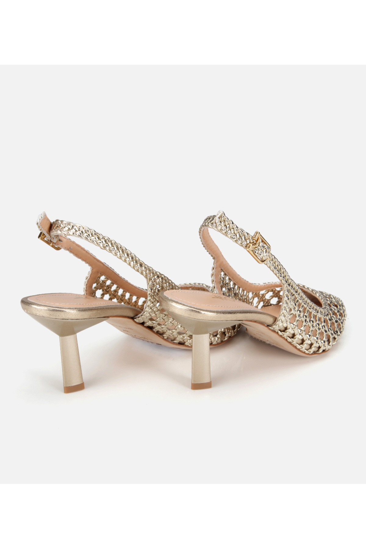 Hotiç  Kadın Gold Örgü Detaylı Arkası Açık Kısa Topuklu Stiletto - Görsel 4
