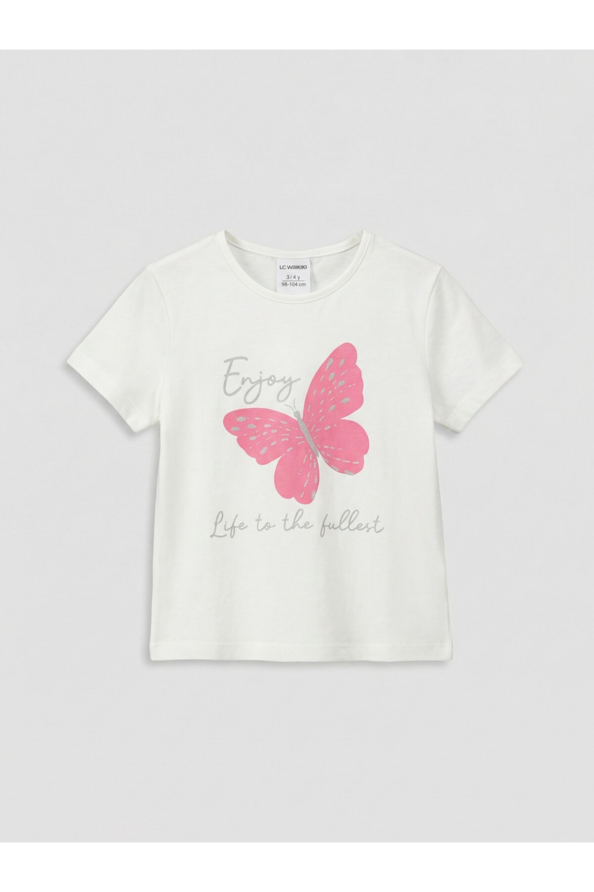 LC Waikiki Tricou din jerseu pentru fete cu imprimeu fluturi