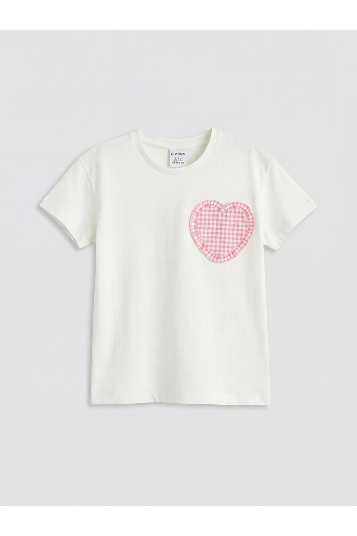 LC Waikiki Tricou de fete cu guler rotund și detalii inimă