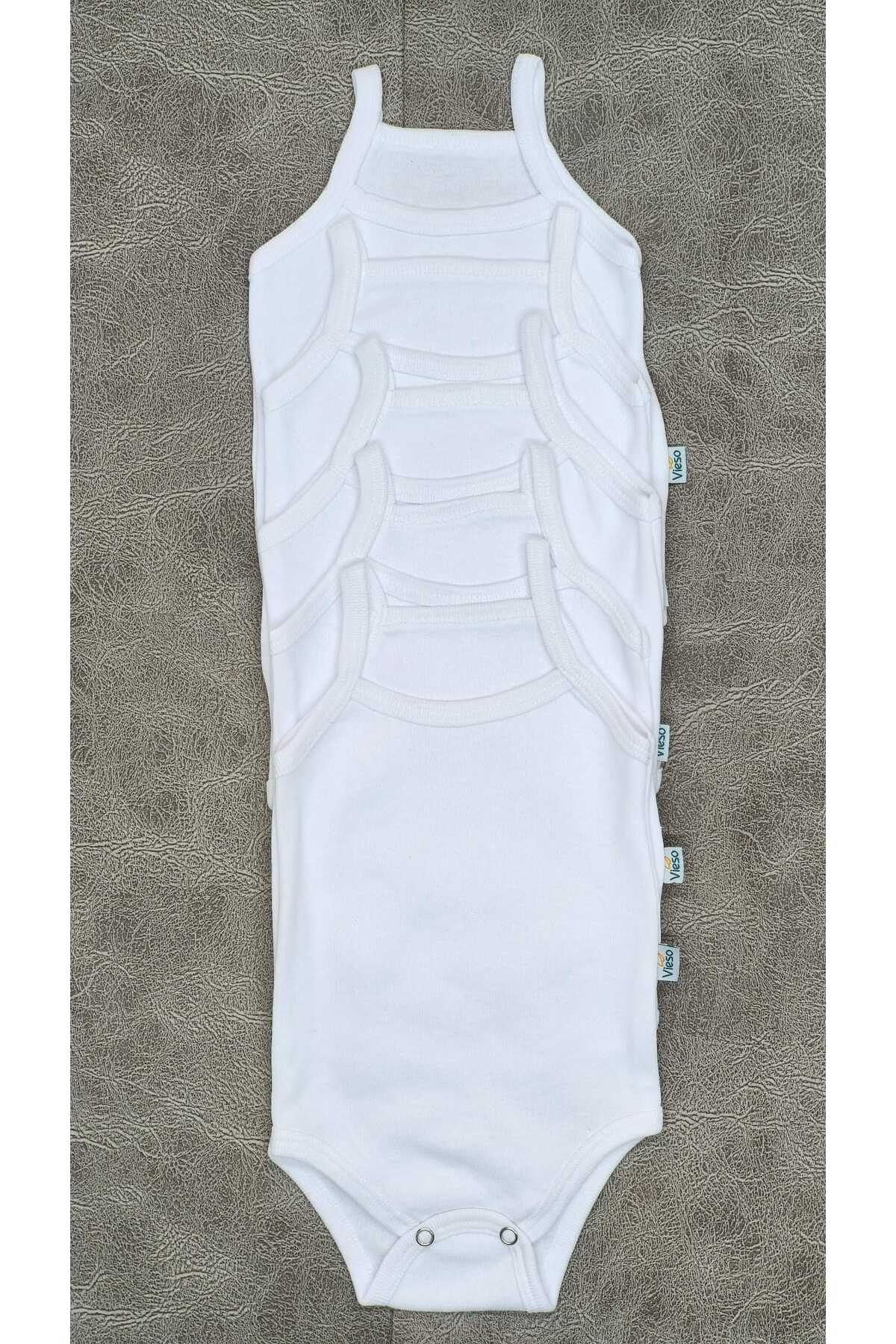 vieso 5'li İp Askılı Pamuklu Çıtçıtlı Bebek Body Zıbın Atlet Ekonomik fotoğrafı 2 (önizleme)