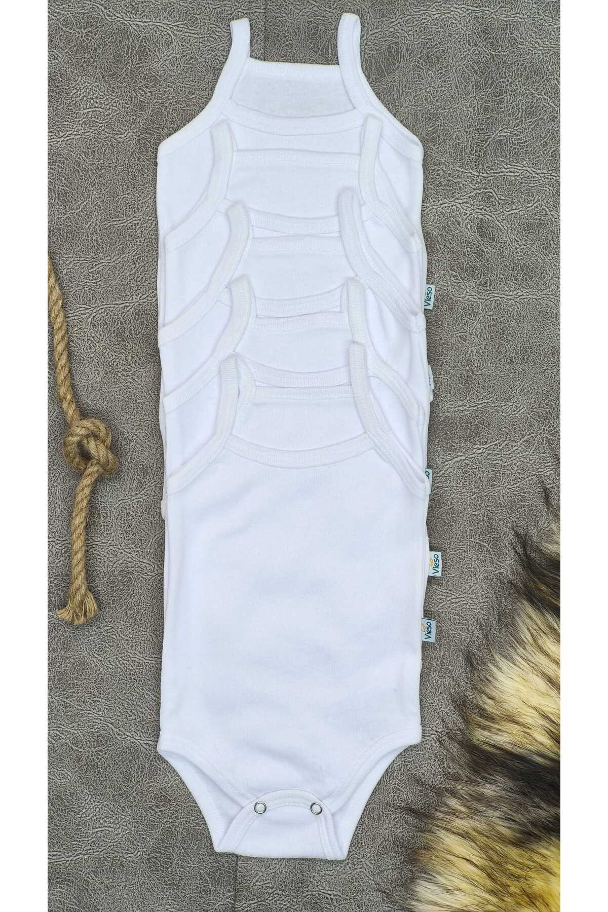 vieso 5'li İp Askılı Pamuklu Çıtçıtlı Bebek Body Zıbın Atlet Ekonomik fotoğrafı 5 (önizleme)