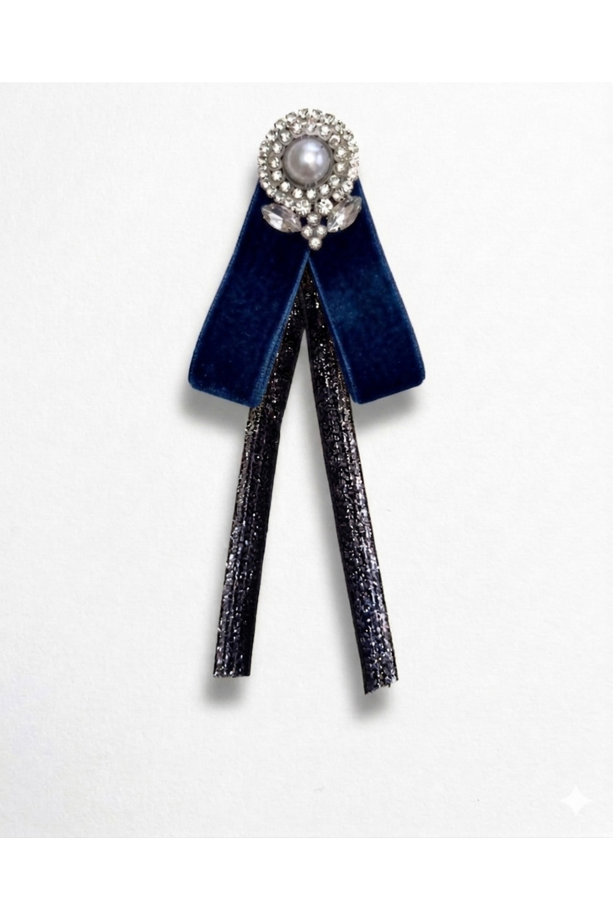 NAVY BLUE VELVET PEGU LUXURY COLLAR PIN COLLAR BROOCH RIBBON BROOCH PREMIUM SERIES HANDMADE SOUVENIR