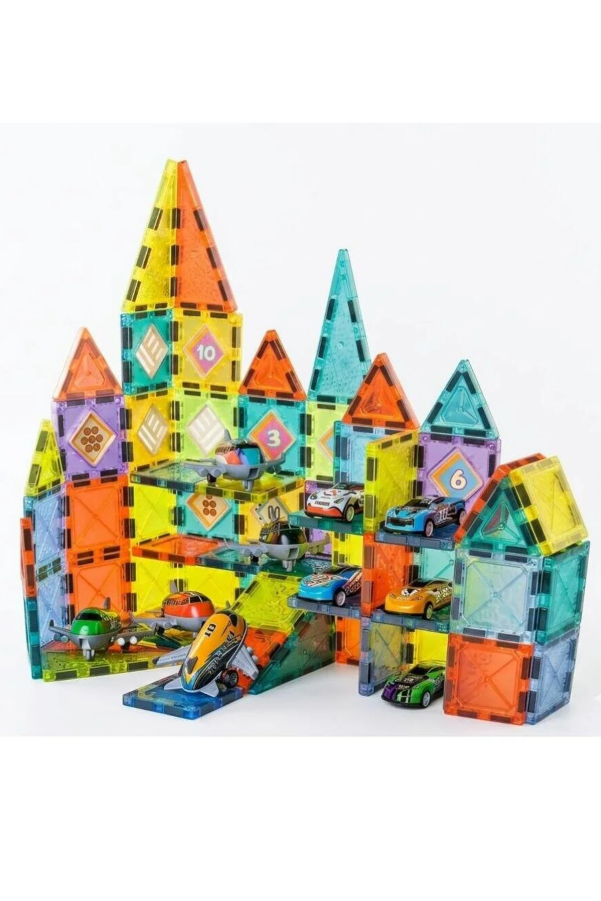 LRS STORE Manyetik Yapı Blokları–Çocuklar İçin Renkli 3 Boyutlu 94 Parça Mıknatıslı Karo Seti Arabalı fotoğrafı 3 (önizleme)