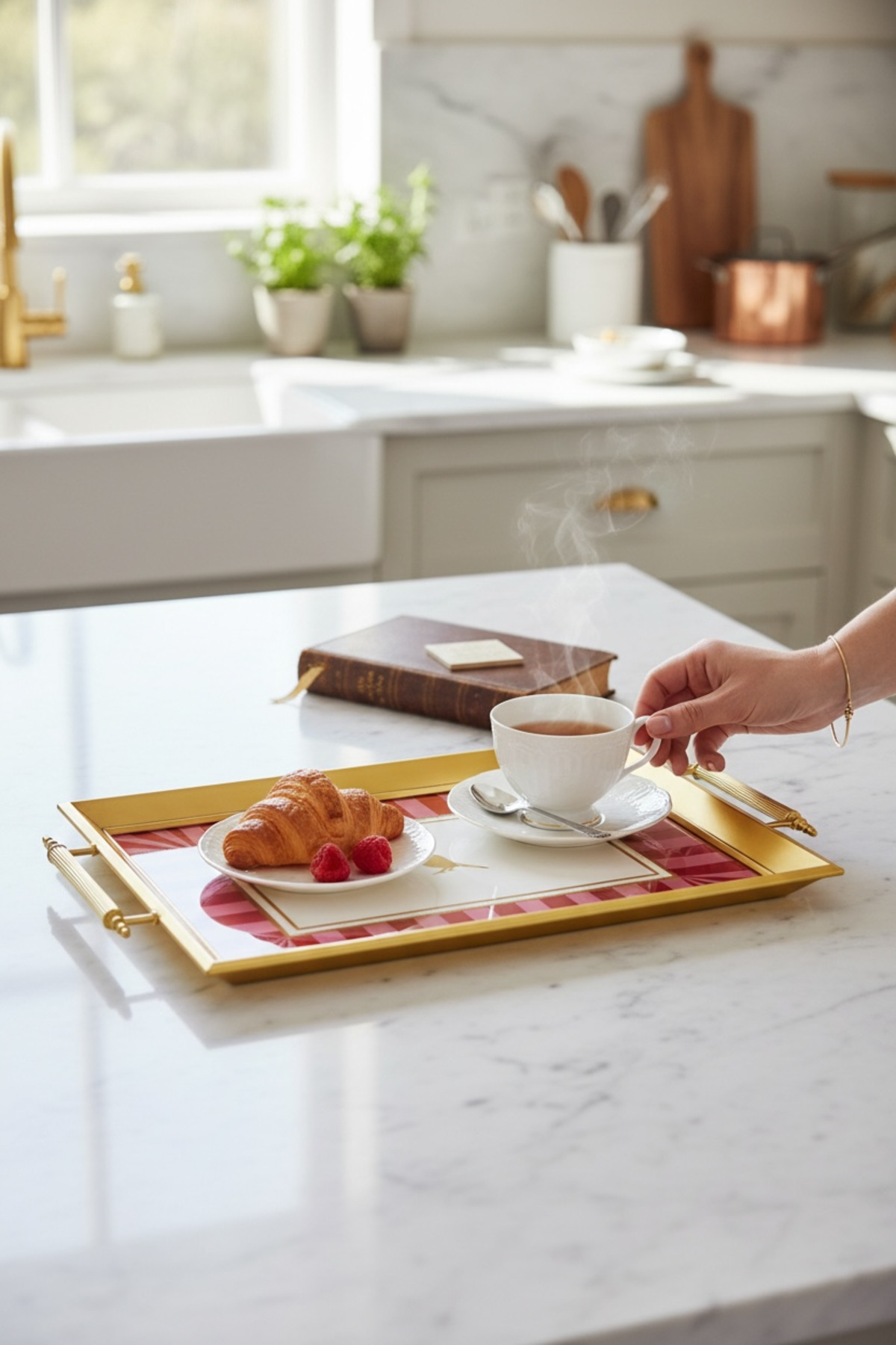 Kulplu Gold Tepsi Sunum Seti – Lüks ve Dekoratif Servis Aksesuarı