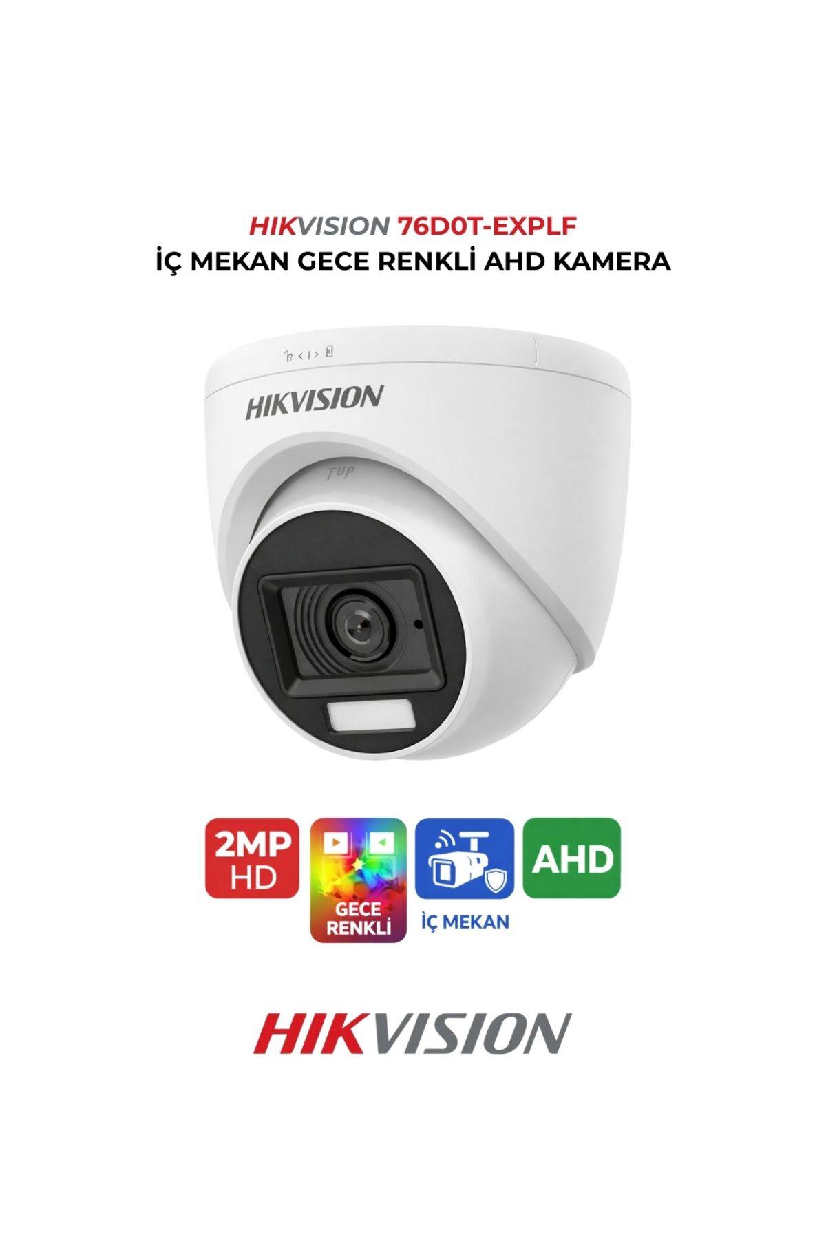 Hikvision 2MP Renkli Gece Görüşlü Turbo HD Dome Kamera DS-2CE76D0T-EXLPF - Fiyatı, Yorumları