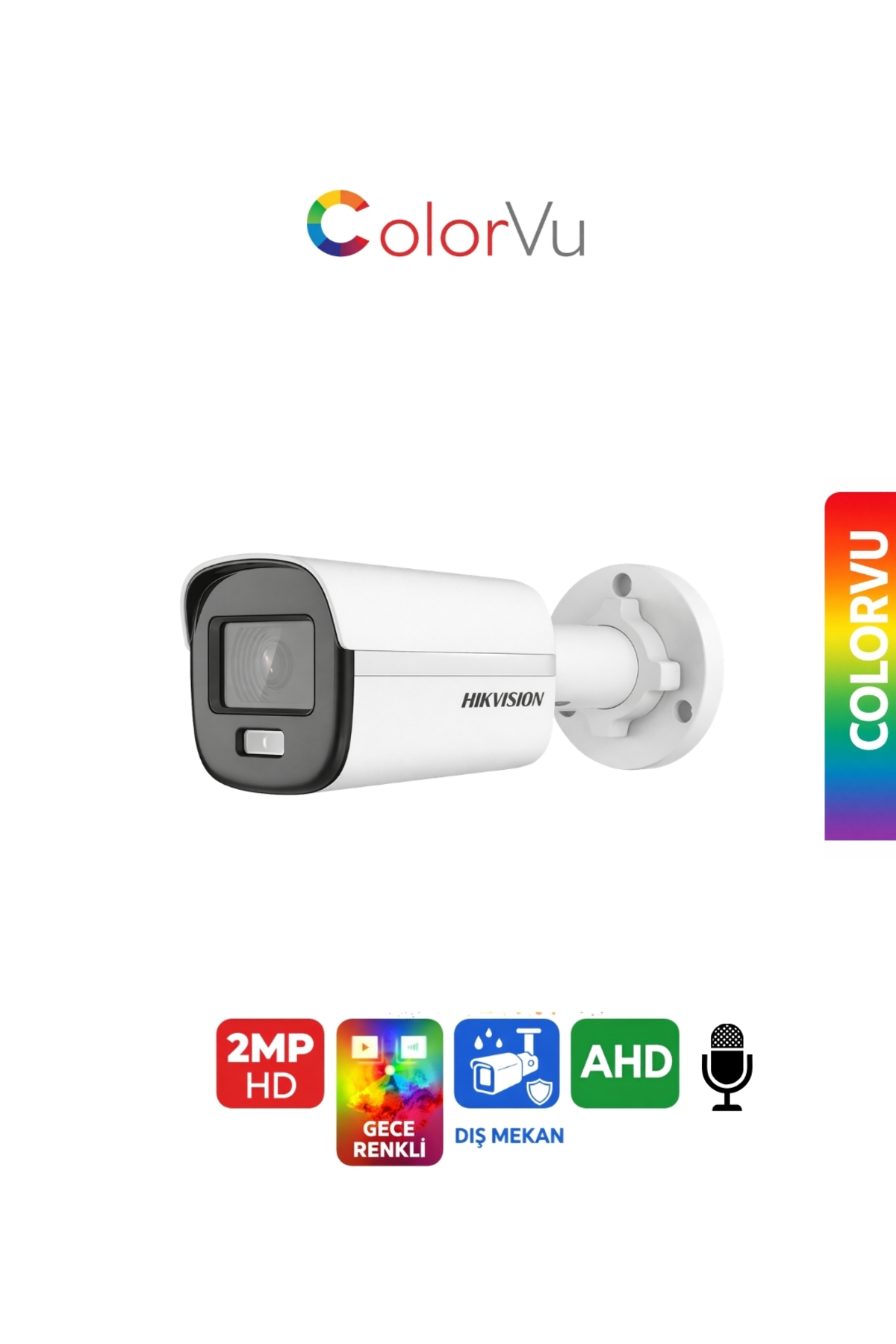 Hikvision Gece Renkli Sesli Kamera DS-2CE10DF0T-LPFS ColorVu 2MP