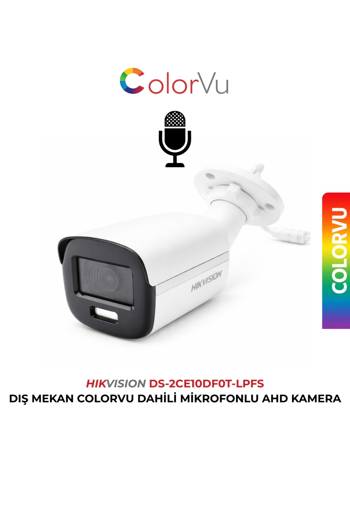 Hikvision DS-2CE10DF0T-LPFS 2.8mm Bullet ColorVu Mikrofonlu Güvenlik Kamerası
