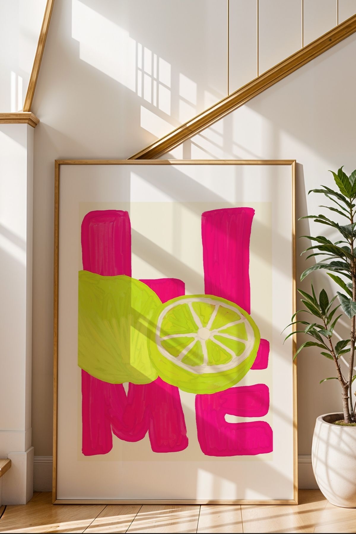 Lime Limon Tablo Yazılı Modern Mutfak Poster Pop Art Meyve Duvar Dekoru Çerçevesiz